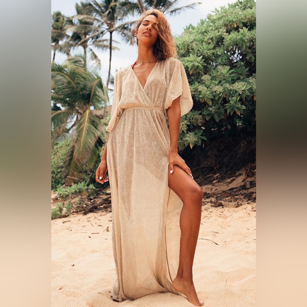 Lulu's Gold Sheer Swim Coverup